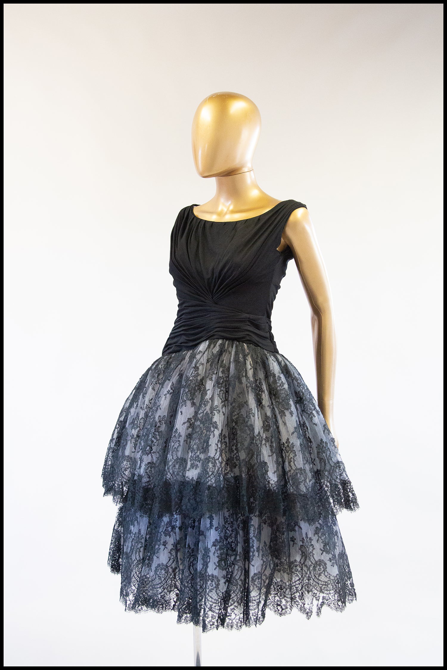 RESERVED Vintage 1950s Black Chantilly ...